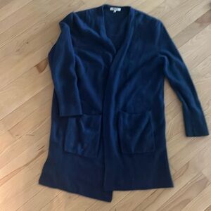 Navy long sweater.  Hits just below butt. Super soft